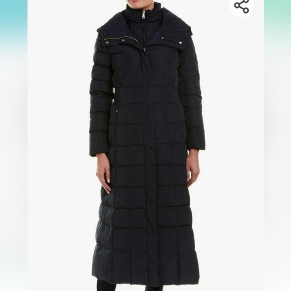 Cole Haan long down filled zip front coat - Picture 2 of 5